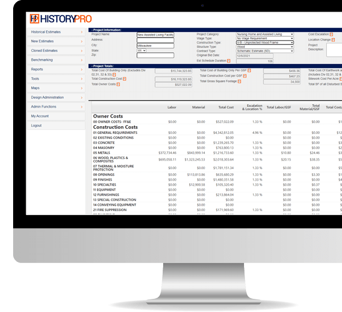 History Pro dashboard